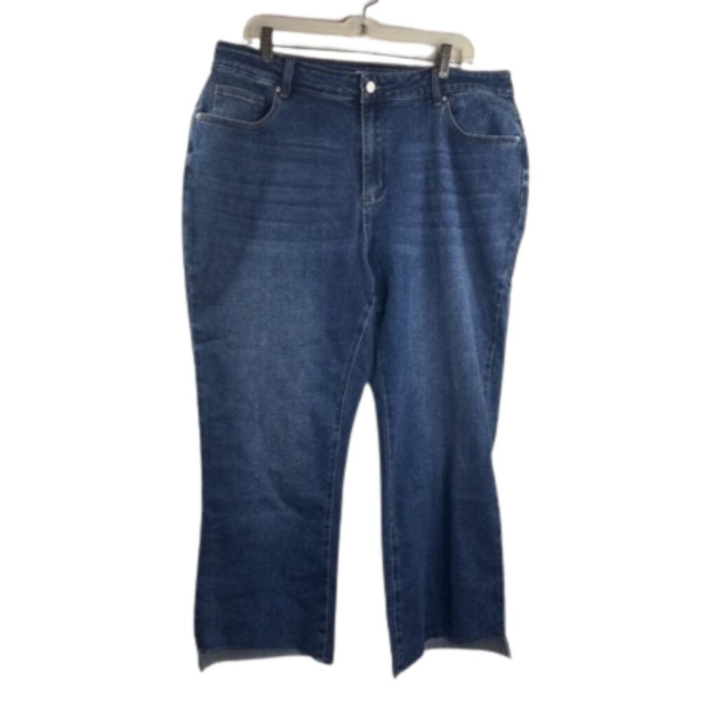 Indigo Thread Co. Women's Stretch Crop Kick Jeans Raw Hem Size 18W NWOT